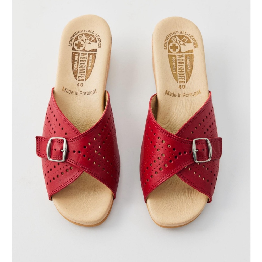 Worishofer Red Cork Wedges Mules sz 39